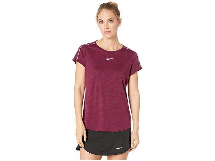 Nike Court Dry Top (bordeaux/white/white/bordeaux) Women's Clothing