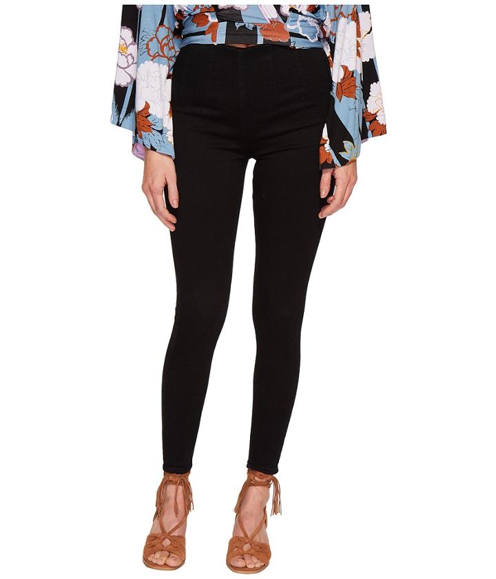 Free People Ultra High Pull-on Skinny In Black (black) Women's Jeans