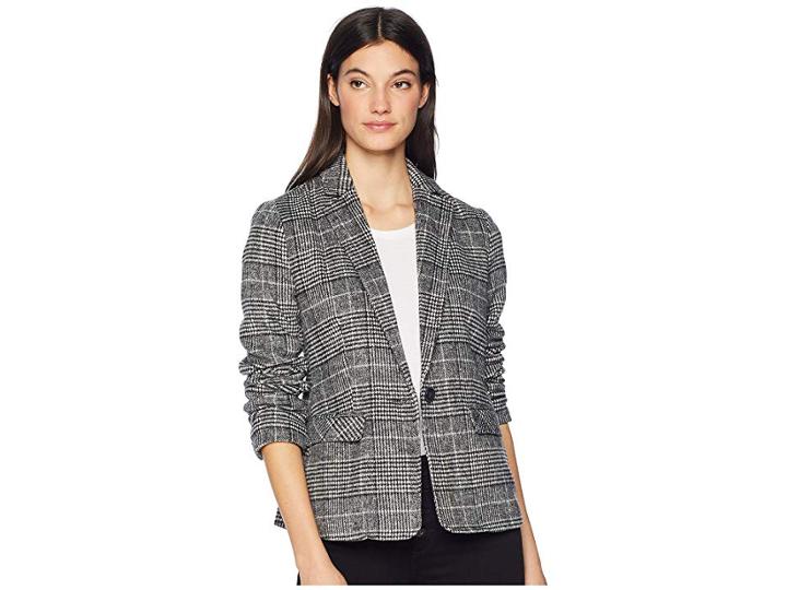 Cupcakes And Cashmere Bela Tailored Plaid Blazer (black) Women's Jacket