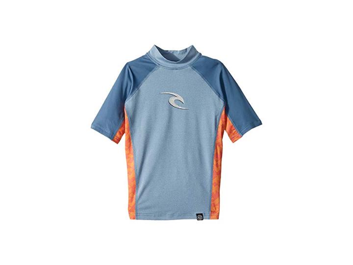 Rip Curl Kids Wave Short Sleeve (big Kids) (blue) Boy's Swimwear