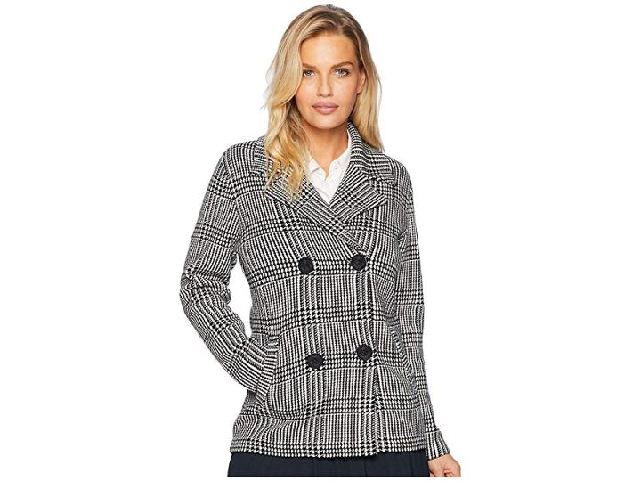 Chaps Cotton Blend Long Sleeve Sweater (polo Black Multi 5) Women's Sweater