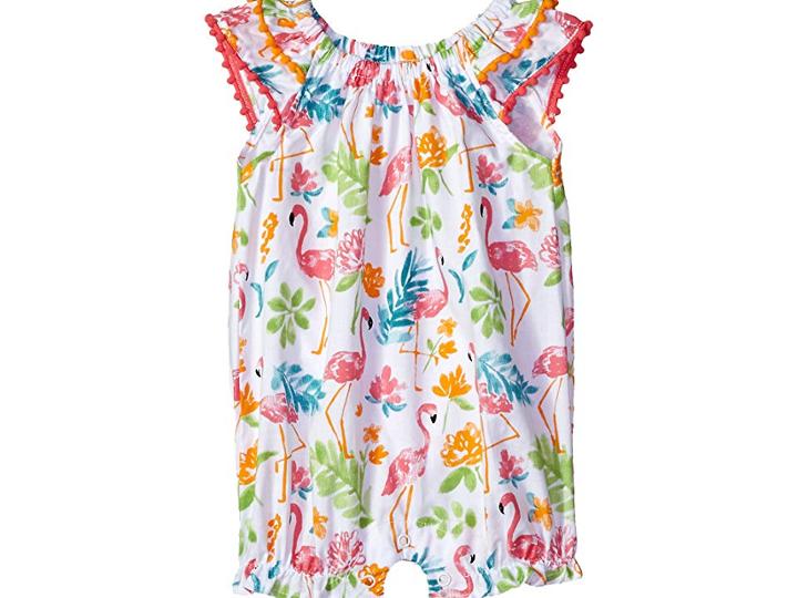 Mud Pie Flamingo Floral Bubble (infant) (white) Girl's Jumpsuit & Rompers One Piece