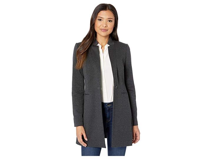 Tommy Hilfiger Herringbone Sweatshirt Jacket (black/charcoal) Women's Coat