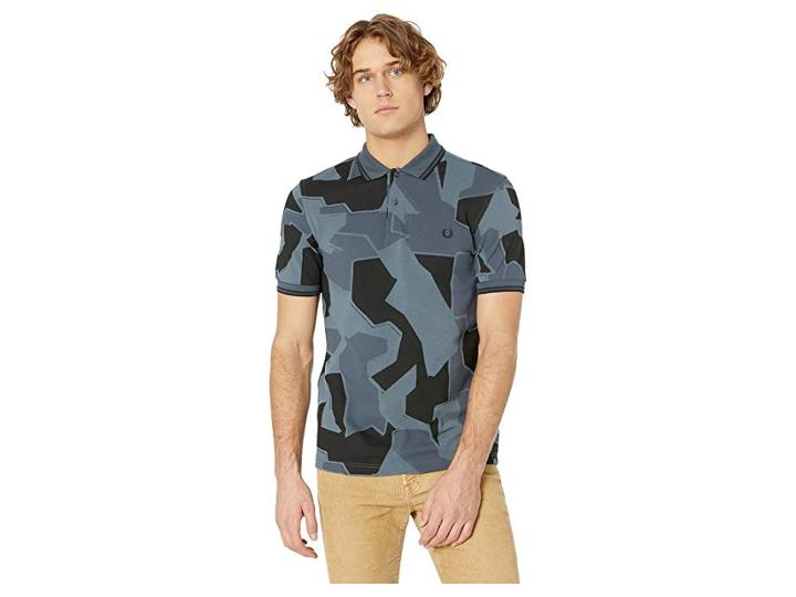 Fred Perry Camouflage Pique Shirt (airforce Camo) Men's Clothing