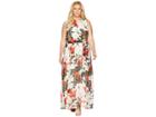 Calvin Klein Plus Plus Size Sleeveless Maxi W/ Tie Waist Dress (tango/latte) Women's Dress