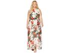 Calvin Klein Plus Plus Size Sleeveless Maxi W/ Tie Waist Dress (tango/latte) Women's Dress