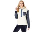Juicy Couture Sherpa And Nylon Mixed Embroidered Jacket (bleached Bone/regal) Women's Clothing