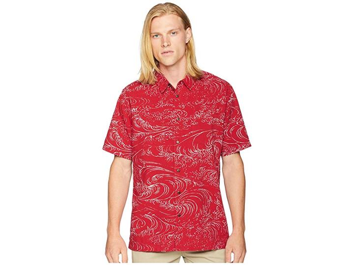Quiksilver Waterman Wind And Waves Short Sleeve Woven Shirt (rio Red) Men's Clothing