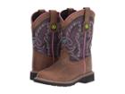 John Deere Everyday Square Toe (toddler/little Kid) (tan/purple) Women's Work Boots