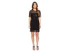 Versace Jeans Couture Sheer Overlay Short Sleeve Dress (nero) Women's Dress