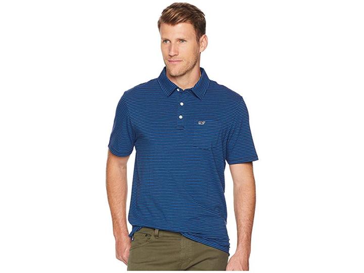Vineyard Vines Colored Shep Stripe Edgartown Polo (vineyard Navy) Men's Clothing