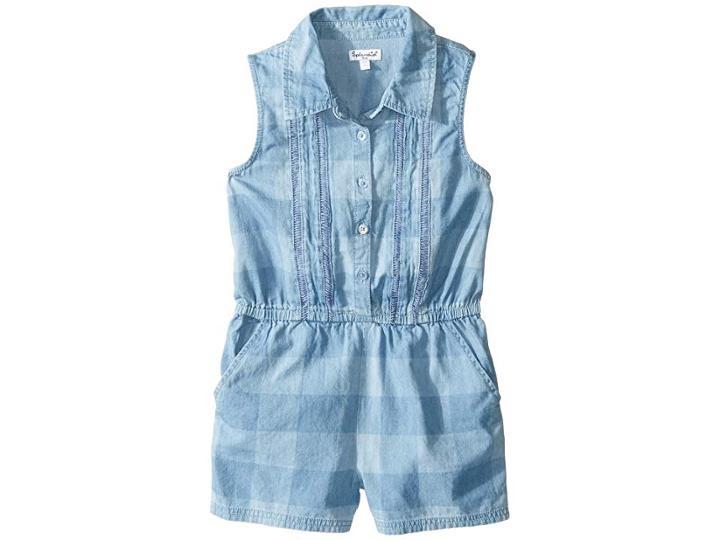 Splendid Littles Gingham Check Romper (little Kids) (chambray) Girl's Jumpsuit & Rompers One Piece
