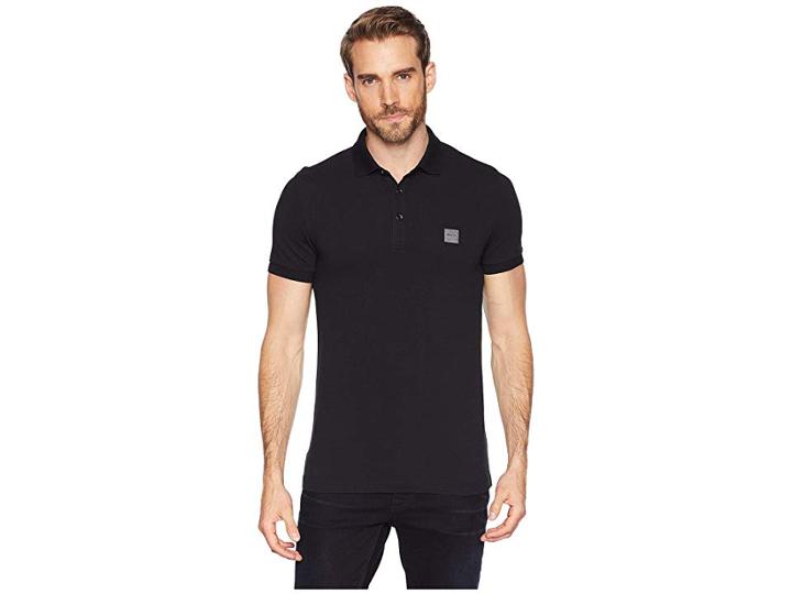 Boss Hugo Boss Short Sleeve Polo With Logo Patch (black) Men's Short Sleeve Pullover