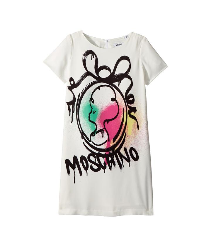 Moschino Kids Short Sleeve Logo Graffiti Graphic Dress (big Kids) (cloud) Girl's Dress