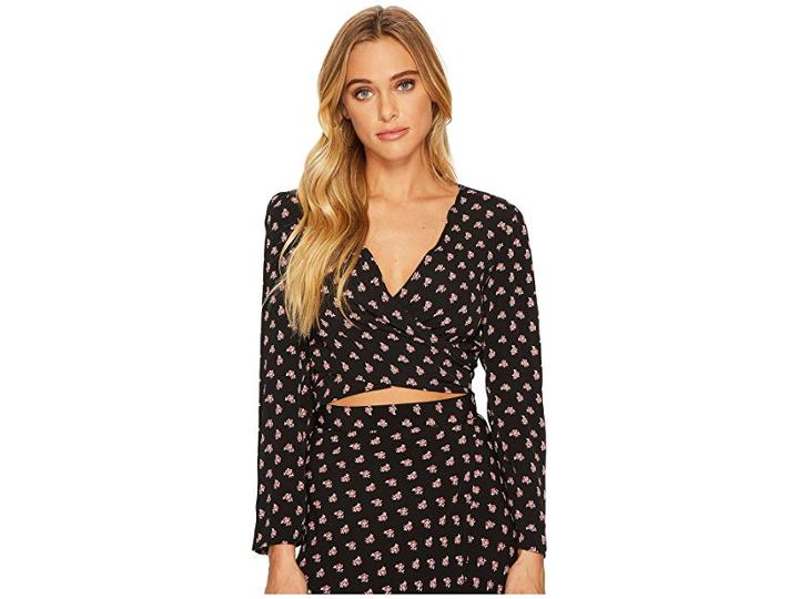 Flynn Skye Bell Long Sleeve That's A Wrap Crop (petite Clusters) Women's Long Sleeve Pullover