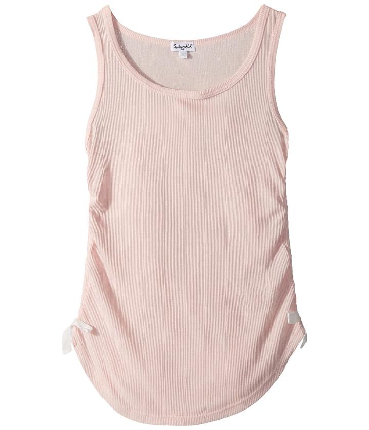 Splendid Littles Side Tie Rib Tank Top (big Kids) (seafoam Pink) Girl's Sleeveless