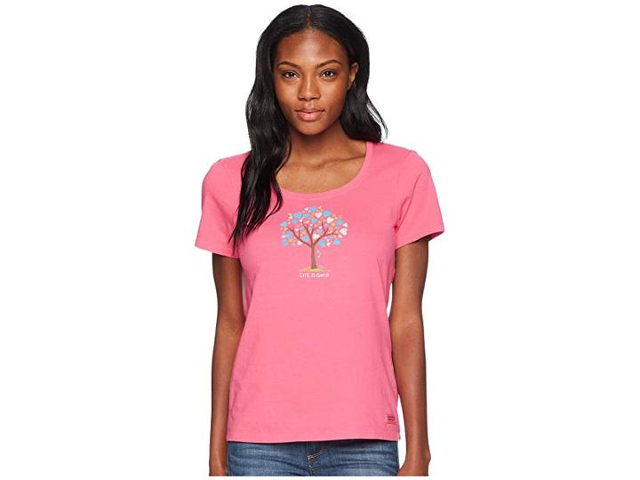 Life Is Good The Love Tree Crusher Scoop Neck Tee (fiesta Pink) Women's T Shirt