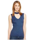 Michael Stars Shine V-neck Choker Tank Top (nocturnal) Women's Sleeveless