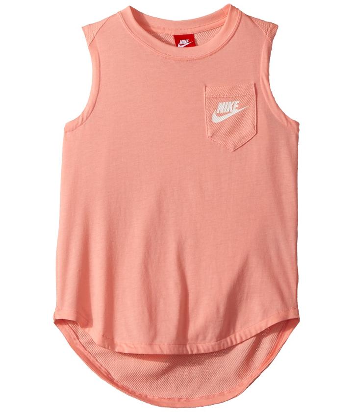 Nike Kids Nsw Muscle Tank Top (little Kids/big Kids) (bleached Coral/white) Girl's Sleeveless