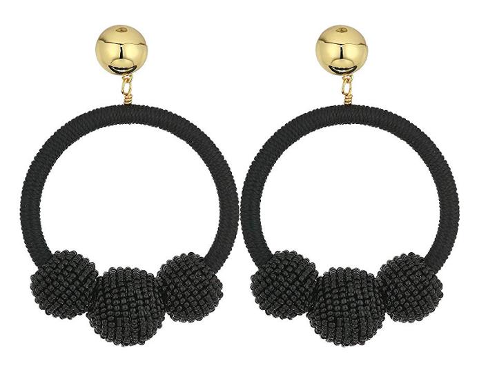 Kate Spade New York The Bead Goes On Hoop Statement Earrings (black) Earring
