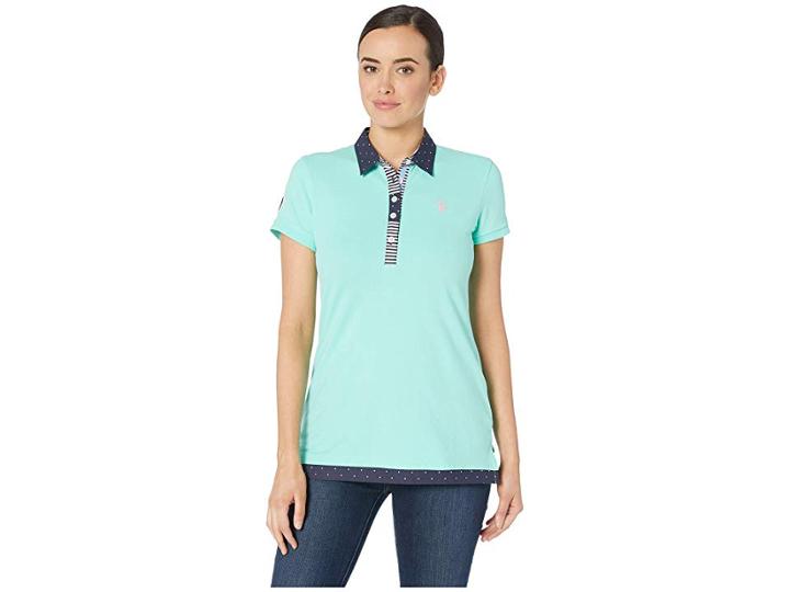 U.s. Polo Assn. Dot Placket (trellis Aqua) Women's Clothing