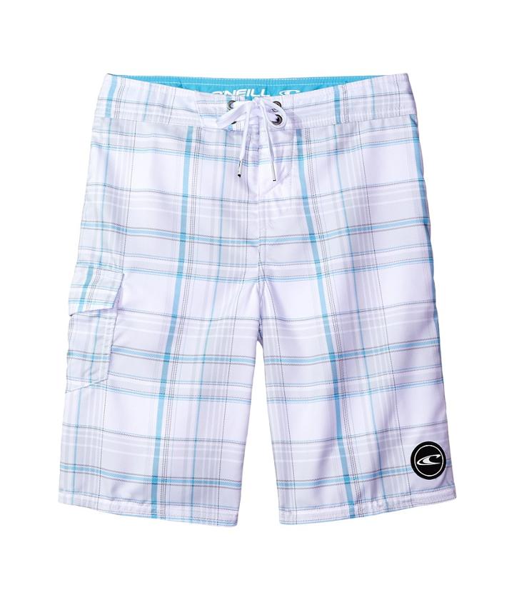 O'neill Kids Santa Cruz Plaid Boardshorts (big Kids) (white 1) Boy's Swimwear