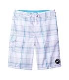 O'neill Kids Santa Cruz Plaid Boardshorts (big Kids) (white 1) Boy's Swimwear