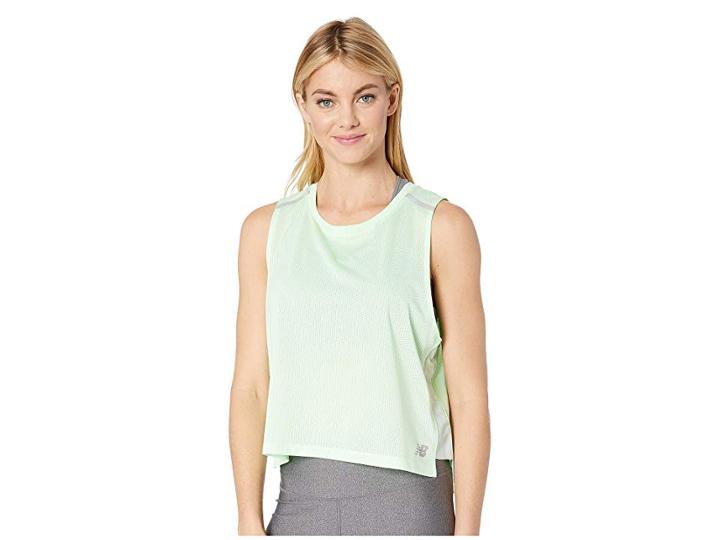 New Balance Ice Crop Tank Top (green Flash) Women's Sleeveless