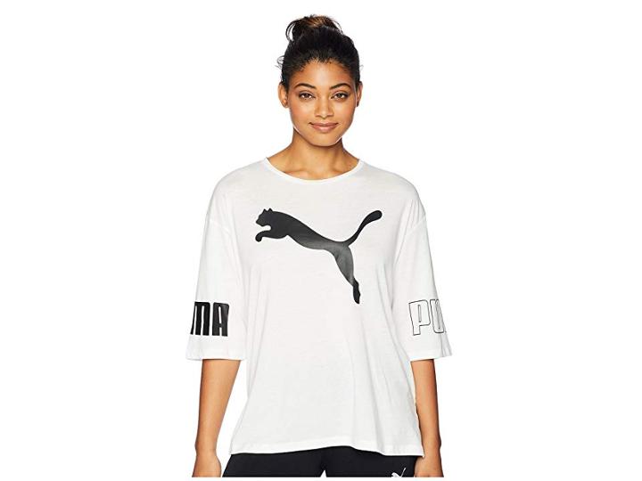 Puma Modern Sport Logo Tee (white/black) Women's T Shirt