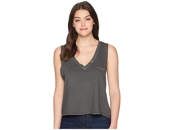 Spiritual Gangster G Love Deep V Tank Top (washed Black) Women's Sleeveless