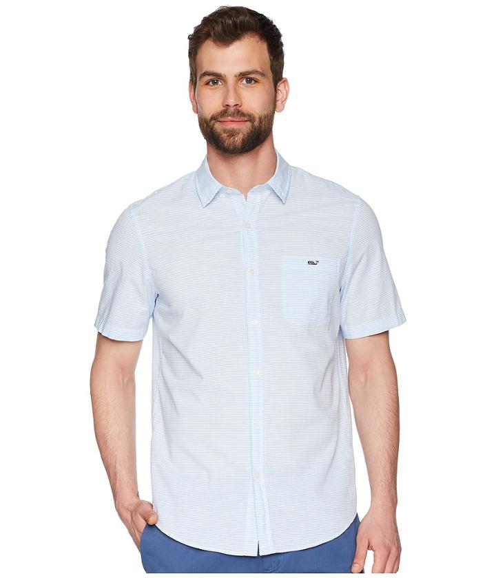 Vineyard Vines Beach Bungalow Short Sleeve Slim Tucker (ocean Breeze) Men's Clothing