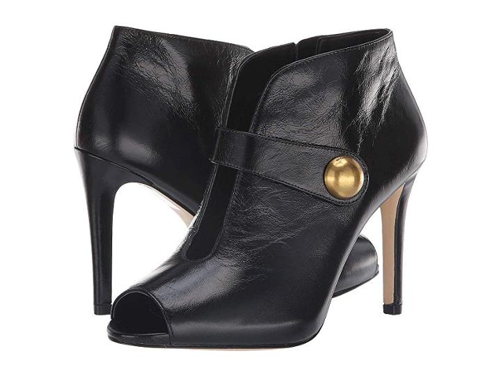Michael Michael Kors Agnes Open Toe (black Shiny Crinkle Calf) High Heels