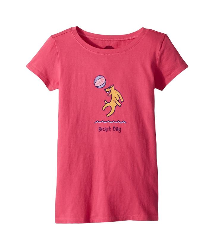 Life Is Good Kids Beach Day Crusher Tee (little Kids/big Kids) (fiesta Pink) Girl's T Shirt