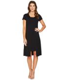 Mod-o-doc Cotton Modal Spandex Jersey Short Sleeve Flyaway Layered T-shirt Dress (black) Women's Dress