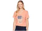 Life Is Good Music Sets Us Free Cool Vee (fresh Coral) Women's T Shirt
