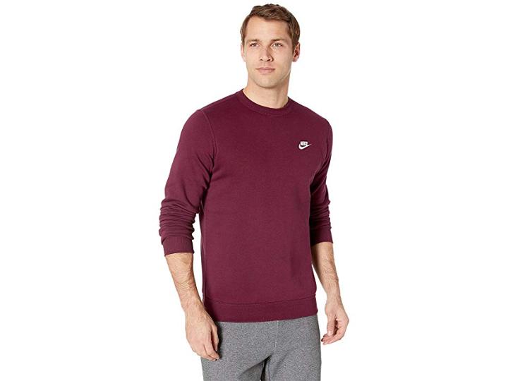 Nike Club Fleece Pullover Crew (night Maroon/white) Men's Fleece