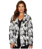 Two By Vince Camuto Broken Houndstooth Faux Fur Coat (rich Black) Women's Coat