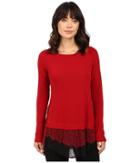 Karen Kane Lace Inset Sweater (red/black) Women's Sweater