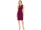 Adrianna Papell Textured Crepe Draped Neckline Sheath Dress (rich Raisin) Women's Dress