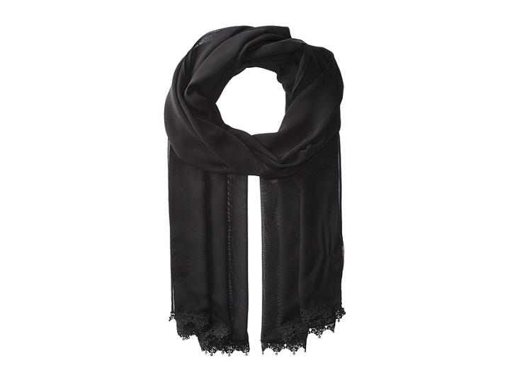 Calvin Klein Lace Trim Poly Chiffon Scarf (black) Scarves