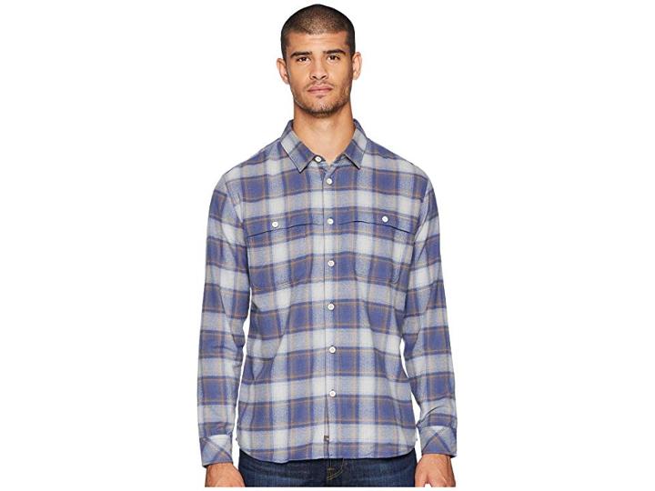 Quiksilver Waterman Cente Marche Long Sleeve Flannel Shirt (drizzle) Men's Clothing
