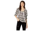 Sanctuary Cori Smocked Sleeve Blouse (champagne Plaid) Women's Clothing