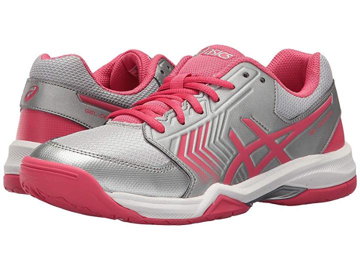 Asics Gel-dedicate 5 (silver/rogue Red/white) Women's Tennis Shoes