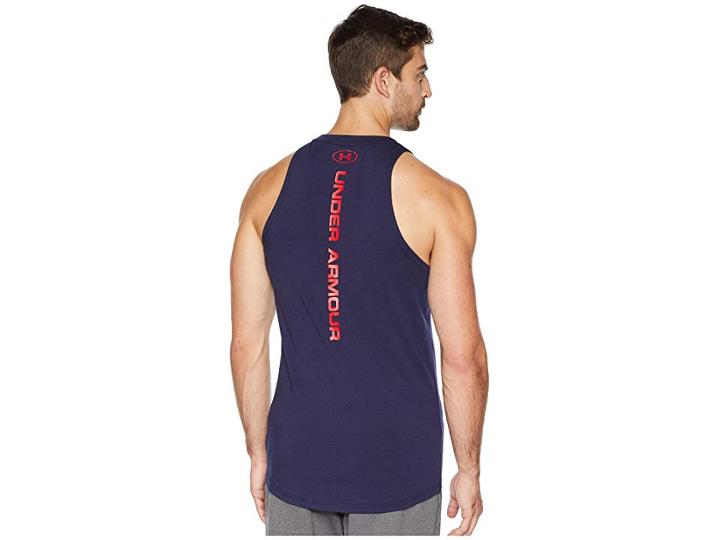 Under Armour Ua Baseline Cotton Tank Top (midnight Navy/red/red) Men's Sleeveless