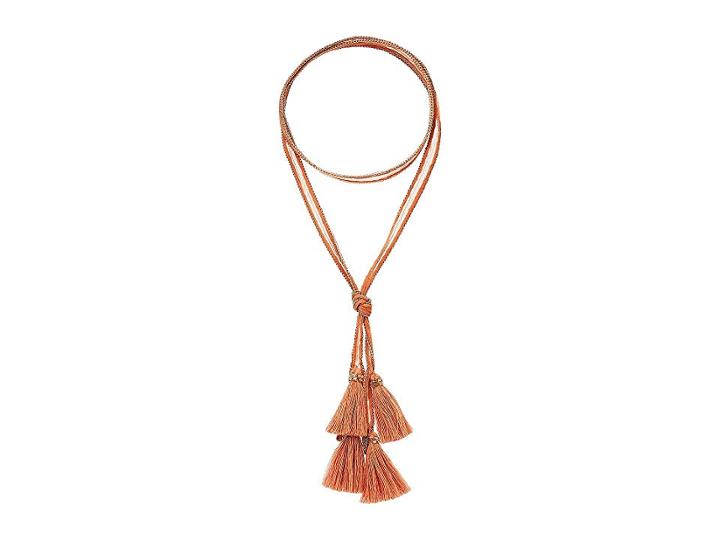 Chan Luu Viscose Chiffon Solid Necktie With Tassels (cafe Creme) Scarves