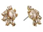 Marchesa Crystal Glass Pearl Button Earrings (gold) Earring