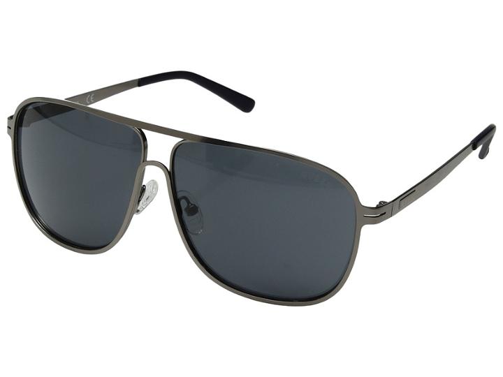 Guess Gf5025 (satin Gunmetal/smoke Lens) Fashion Sunglasses