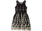 Nanette Lepore Kids Matte Satin Dress W/ Embroidery (little Kids/big Kids) (black) Girl's Dress