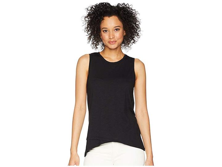 Lilla P Crossed Hem Tank Top (black) Women's Sleeveless
