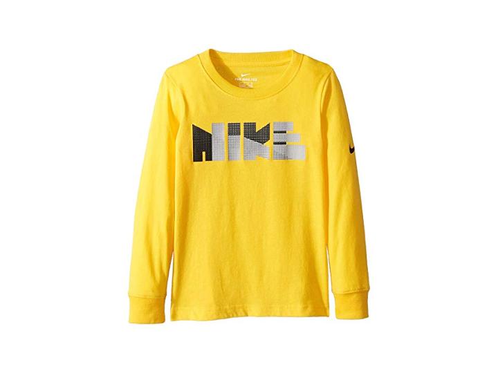 Nike Kids Geo Block Long Sleeve Tee (little Kids) (amarillo) Boy's Clothing